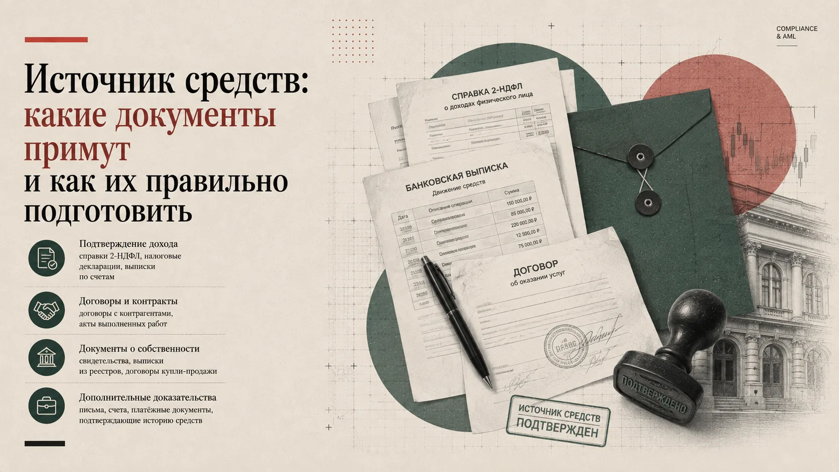Подтверждение происхождения средств: какие документы примет банк